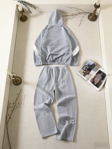 Custom French Terry Midweight Hoodie Set Men Embroidered Flared Sweatpants Tracksuit Streetwear Cotton Zipper 2 1 Design Vintage - Product Image 2