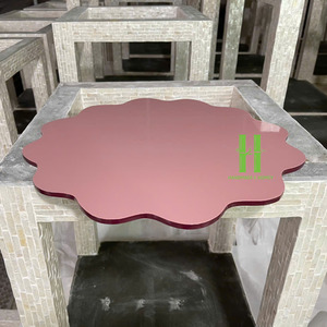 OEM Pink Lacquer <b>Placemat</b> Handpainted Lacquer Serving Tray Scalloped Tray Table Centerpieces Decoration Handmade From HNH Craft - Product Image 5