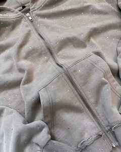 Sudaderas con Capucha Extra Grandes de Algodón Grueso Lavado al Ácido Vintage Personalizadas 2025, Unisex, con Pedrería, Estilo Urbano, Desgastadas, para Otoño - Product Image 5