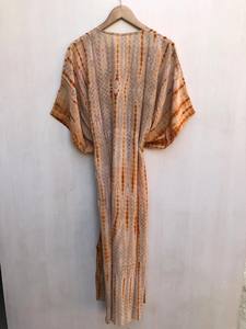 Women Tie Dye Crepe <b>Silk</b> Sari <b>Kaftan</b> <b>Dress</b> Recycled Boho Maxi Wholesale Market for Best Price - Product Image 6