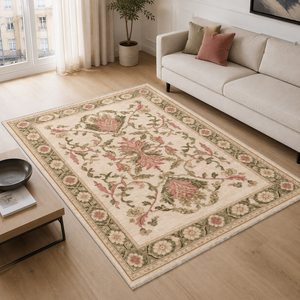 Netline Home Rhythmic Lattice Soft <b>White</b> Floral Washable <b>Rug</b> - Product Image 2