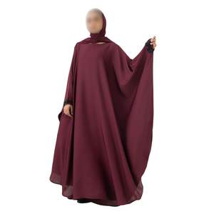 Abaya Borgoña Farasha, Elegante Diseño de Mariposa Fluida, Vestido Islámico Modesto para Mujer, Estilo Árabe, Caftán Formal de Noche - Product Image 3