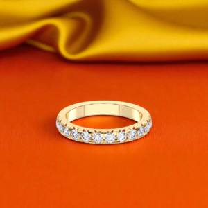 Anillo de banda de eternidad de corte redondo de diamante cultivado en laboratorio de 0,60 quilates en oro macizo de 10K/14K/18K con chapado en oro de quilates/1 K - Product Image 6