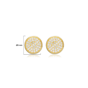 Pendientes de Botón Redondos con Circonita Cúbica, Elegantes y Minimalistas, Hechos a Mano en Turquía, Chapados en Oro, Plata de Ley 925, Joyería para Fiestas, Venta al por Mayor - Product Image 3