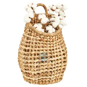 Natural handmade eco-friendly water hyacinth storage basket hanging basket for home decoration, best selling with cheap price