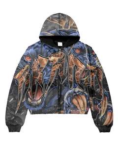 Sudaderas Extra Grandes con Logotipo Personalizado para Hombre, Estilo Lavado Ácido, con Cierre, Estampado en Serigrafía y Pedrería, 2026 - Product Image 4