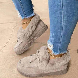 รองเท้าแตะสวมสบายบุขนสัตว์เทียมสำหรับฤดูหนาว ดีไซน์ทันสมัยแบบปิดนิ้วเท้า ขนกระต่าย วัสดุพื้นรองเท้า EVA ยาง สำหรับใช้งานกลางแจ้งในฤดูใบไม้ผลิ - Product Image 3