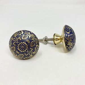 round blue & gold knob <b>pull</b> cabinet for home dresser <b>door</b> cabinet furniture decorative kitchen wardrobe <b>handle</b> knobs - Product Image 2