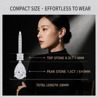 Boucles d'oreilles pendantes en forme de goutte d'eau S925 couleur D VVS 1,5 carat, plaquées or 18 carats et platine, en moissanite certifiée GRA