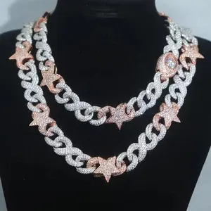 Cadena Cubana de Moda de Lujo con Circonitas Bicolor Estilo Hip Hop para la Vida de los Raperos - Product Image 1