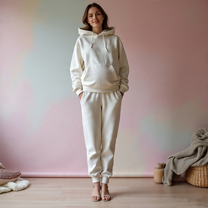 Mesdames Hiver Maternité Grossesse Pullover Survêtement Respirant Coupe-vent 450 GSM Heavyweight Hoodie Sweatpants Printed - Product Image 5