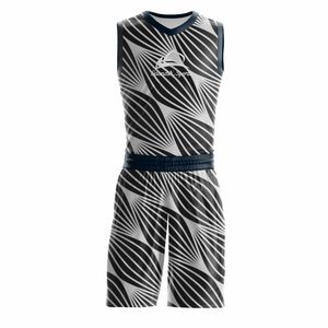Ensembles de maillots et shorts de basketball personnalisés, respirants, à séchage rapide, 100 % polyester, anti-humidité, imprimés sur mesure, unisexe, pour adultes - Product Image 1