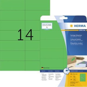 Etiqueta Universal HERMA de Papel Verde Removible, 105x42.3mm, 280 Etiquetas/Paquete, Accesorio para Carpetas de Archivo - Product Image 1