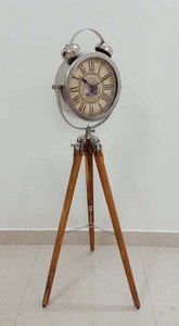 Gỗ Nâu hậu hiện đại nghệ thuật Deco Tripod sàn Đồng hồ thạch anh Analog nhà văn phòng trang trí nội thất - Product Image 5