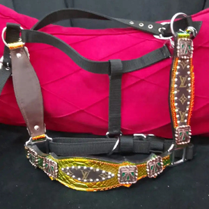 Nouvelle bride de luxe en cuir premium avec franges métalliques personnalisées, rembourrée, avec ferrures en laiton, style western, portable et entièrement équipée - Product Image 1