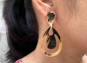 Boucles d'oreilles pas chères en corne de buffle style bohème, légères et écologiques pour femmes, bijoux longs et imposants, artisanat naturel - Product Image 3
