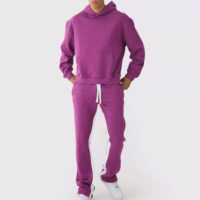Ensemble pull-over à capuche surdimensionné personnalisé pour hommes survêtements en polaire technique vintage imprimés essentiels pour l'hiver