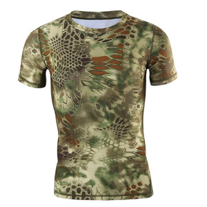 เสื้อยืดแขนสั้นพิมพ์ลายพรางสำหรับผู้ชายทรงเข้ารูปแห้งเร็วคอกลมเสื้อลำลอง - Product Image 1