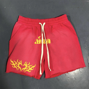 กางเกงขาสั้นวินเทจของผู้ชายซักลายกรดเหงื่อจางหายไปจากแสงแดด3D พิมพ์ลายพัฟเชือกรูด100% โพลีเอสเตอร์ - Product Image 4