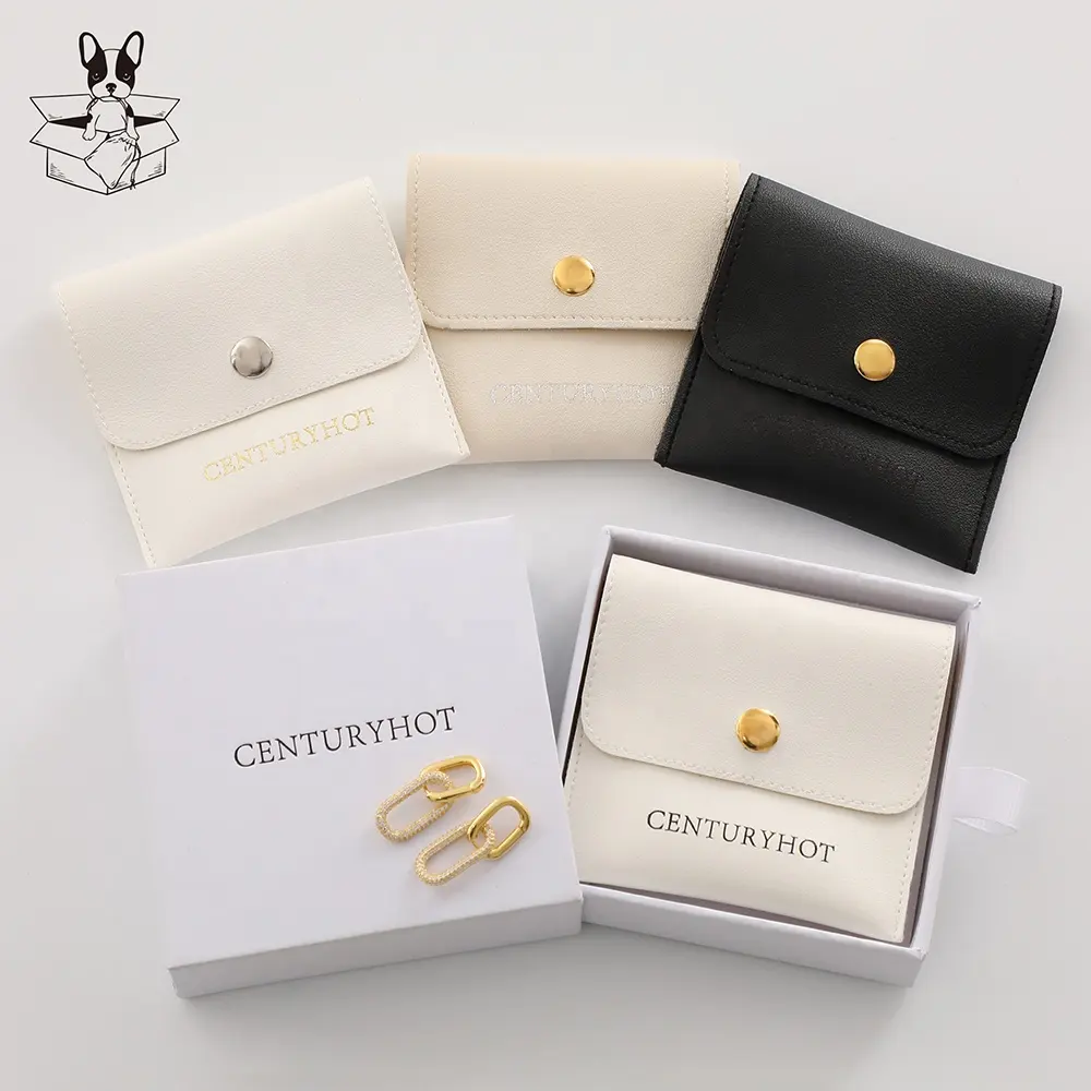 Benutzer definierte Beige PU Leder Schmuck beutel Tasche Kunstleder Schmuck Verpackung Beutel Tasche PU Schmuck beutel Mit Logo