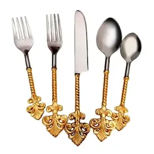 Ensemble de couverts en acier inoxydable de qualité supérieure avec manche en bois, parfait pour les ustensiles de cuisine et les repas d'hôtel, fournitures de cuisine de luxe - Product Image 3