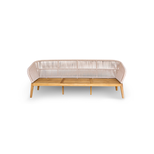 Sofá de Jardín Moderno de Tres Plazas con Estructura de Madera Tejida, Ecológico, Resistente a la Oxidación, con Asientos Acolchados para Patio de Villa - Product Image 4