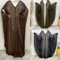 Dernière abaya en mousseline de soie avec strass Robe islamique pour femme Costume musulman deux pièces Abaya pour femme Robe musulmane