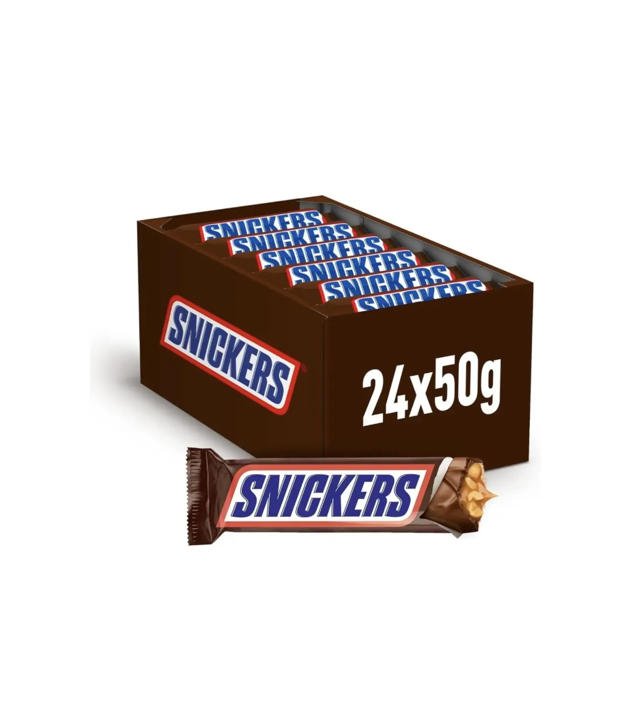 Snickers Reep Met Karamel En Geroosterde Pinda 'S Bedekt Met Chocolade, 24 Repen X 50G