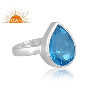 แหวนซ้อนได้รูปลูกแพร์ทำจากเงินสเตอริงสองสีสวิสบุษราคัม - Product Image 3