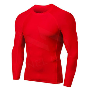 Camisas de compresión de protección contra sarpullidos de poliéster transpirable de secado rápido Unisex de manga larga para adultos gimnasio entrenamiento de culturismo muscular - Product Image 1