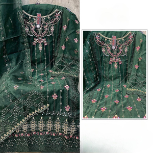 Exclusive Heavy Embroidered Organza Dress Material with Dupatta for Pakistani Collection for Parties Indian & Pakistani Clothing - Product Image 5