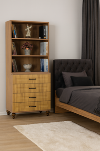 Juego de Cómoda y Librería Arion Kids Alin con Patas de Madera y Cuerpo de MDF, con Tapas, Textura Natural, Juego de Muebles de Dormitorio con Almacenamiento a Juego - Product Image 2