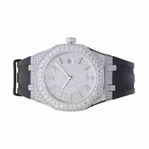 Reloj Mecánico de Lujo con Diamantes de Imitación Vvs, Correa de Cuero y Acero Inoxidable, Alta Calidad de Fábrica, Estilo Hip Hop, Unisex - Product Image 3