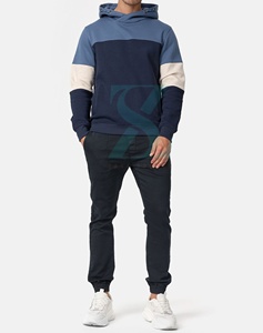 Pull en polaire de base de coupe régulière, pull décontracté à cordon de serrage de couleur assortie, sweats à capuche pour hommes avec poche avant, service OEM personnalisé - Product Image 2