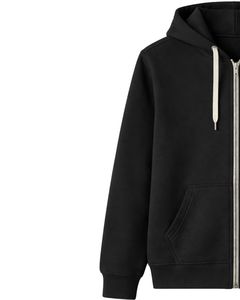 Sweat à capuche zippé noir pour homme en molleton de coton premium, veste décontractée d'hiver style streetwear avec poches pour homme OEM Bul - Product Image 4