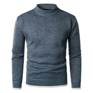 เสื้อสเวตเตอร์ถักคอสูงของผู้ชายเสื้อสเวตเตอร์แบบสวมหัวลำลองใหม่เสื้อสเวตเตอร์ถักคอตตอนระบายอากาศได้ดีออกแบบโลโก้ได้ตามต้องการ - Product Image 1