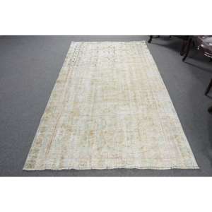 Tapis de 4,6 x 8,2 pieds, tapis turc vintage, tapis oriental blanc et vert - Product Image 1