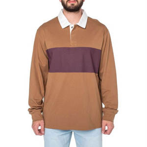 เสื้อโปโลมีกระดุมสองเม็ดสำหรับผู้ชายเสื้อโปโลแขน240gsm ผ้าฝ้ายสีตัดกันแบบลำลองฤดูร้อน - Product Image 5