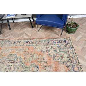 Alfombra Vintage Grande de 5.3x8.9 pies, Alfombra Turca Azul Sólido - Product Image 5