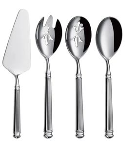 Couverts à manche en métal en acier inoxydable poli brillant Ustensiles de cuisine Couverts Cuillère Fourchette Couteau à beurre Ensemble - Product Image 1