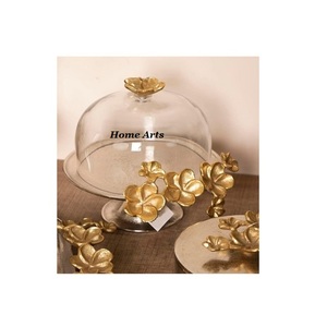 Support à gâteau en aluminium de qualité supérieure avec couvercle en verre Support de service à dessert de forme ronde de dernière conception en Inde - Product Image 1