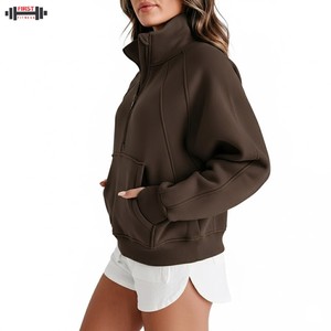 Sweat-shirt pour femme imprimé, hiver, personnalisé, couleur rouge, vente en gros, prix bas, streetwear, polaire, devant entièrement à manches longues - Product Image 1