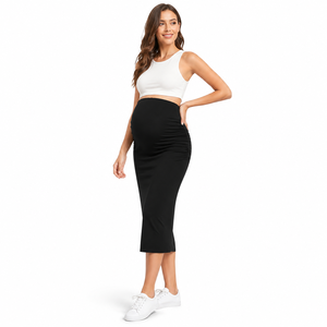 <span class=keywords><strong>Gonna</strong></span> a tubino midi elasticizzata all'ingrosso OEM ODM per la gravidanza, con arricciatura in vita, aderente, per donne in gravidanza - Product Image 2
