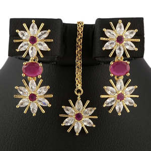 Kundan Jewellery <b>Locket</b> Set - Golden & Red - Product Image 2