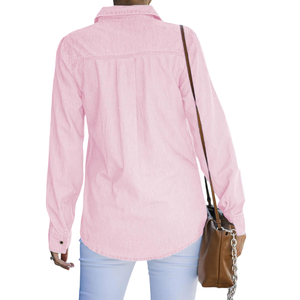 Camisa Vaquera Transpirable de Manga Larga con Botones y Bolsillo en el Pecho para Mujer, el Mejor Producto, Nueva Camisa Vaquera Moderna para Mujer - Product Image 5