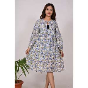 Robe courte en coton de style bohème tenue de créateur indienne faite à la main pour les femmes robe de soirée d'été ou haut ethnique élégant - Product Image 4