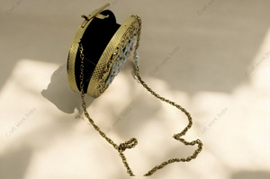 Handcrafted Oval Gold Metal <b>Clutch</b> With <b>Pearl</b> Shell Bead Inlay Luxury Bridal Party Evening Statement Handbag Accessory Design - Product Image 4