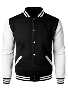 Blouson de baseball formel slim pour homme, service OEM, col montant, empiècements contrastants, écologique, respirant, haute qualité - Product Image 1