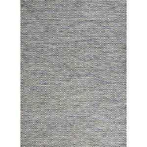 พรมขนสัตว์และใยวิสโคสสีน้ำเงินแบบทอเรียบ ลายเรขาคณิต รุ่น ADWV-13047 สำหรับใช้ในบ้าน - Product Image 1