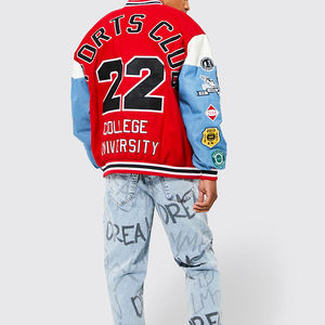 2025 personnalisé en gros impression Logo blanc plaine laine tissu manches varsity veste Bomber Baseball veste pour hommes - Product Image 6